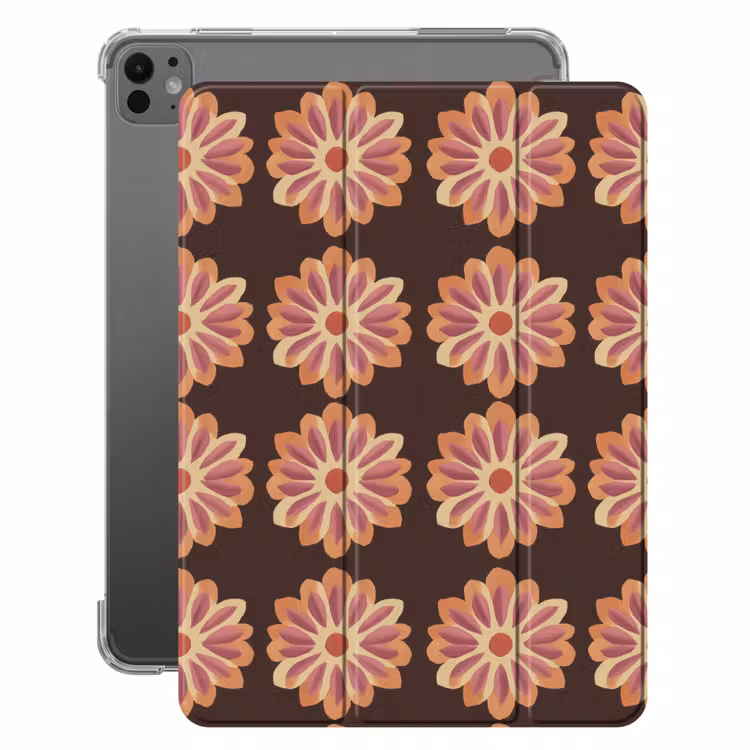 iPad-Hülle - Blumen - Muster - Braun — 1