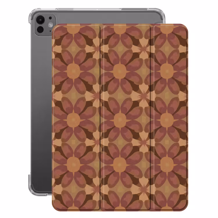 iPad-Hülle - Retro - Blumen - Braun — 1