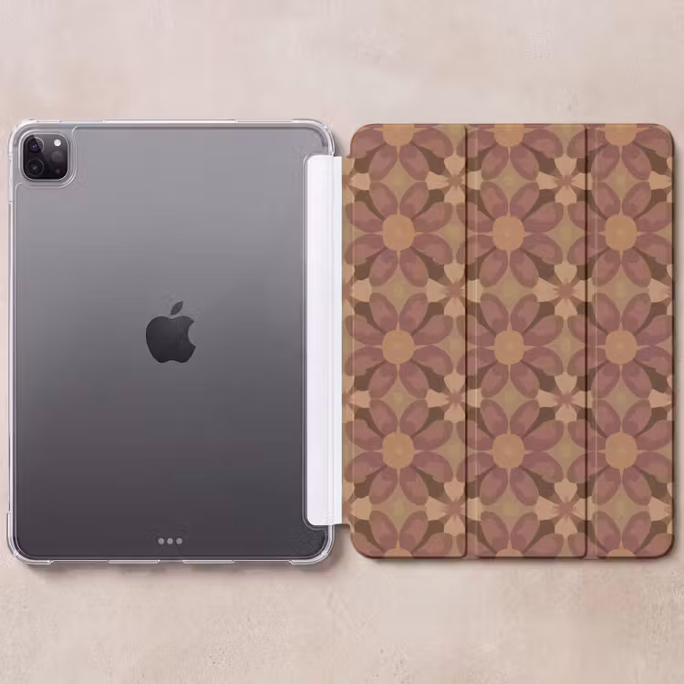 iPad-Hülle - Retro - Blumen - Braun — 6