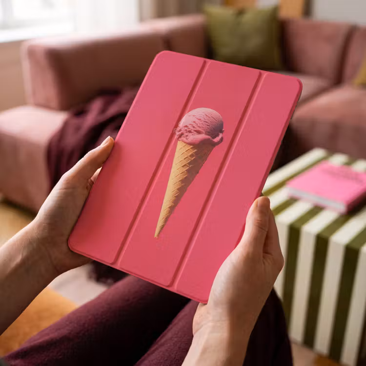iPad-Hülle - Schaufel Eiscreme - Rosa - Horn — 4