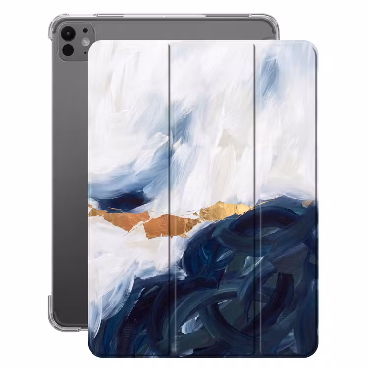 iPad-Hülle - Abstrakt - Acryl - Blau - Gold - Elegant — 1