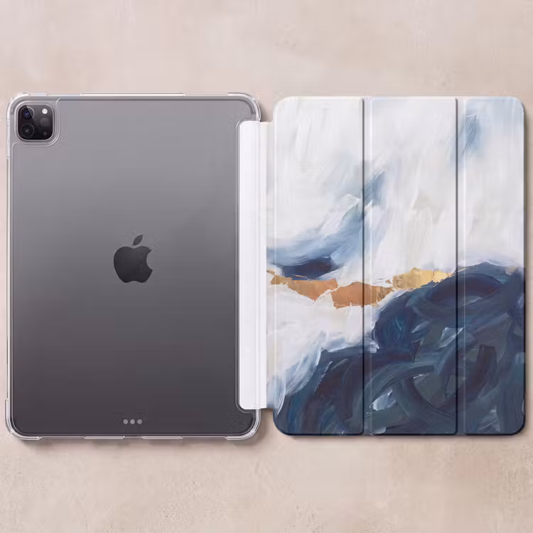 iPad-Hülle - Abstrakt - Acryl - Blau - Gold - Elegant — 6