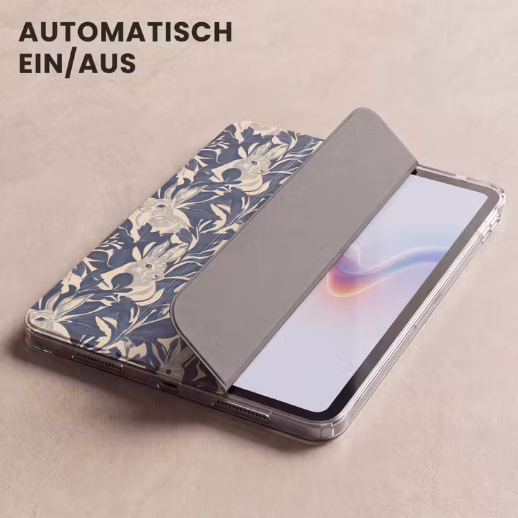 iPad-Hülle - Hasen - Blätter - Muster - Blau - Beige — 5