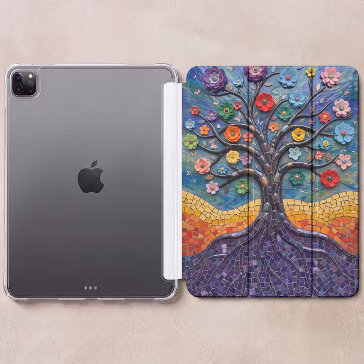 iPad-Hülle - Lebensbaum - Mosaik - Blumen - Bunt - Fröhlich — 6