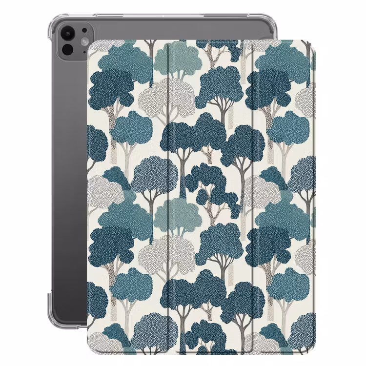 iPad-Hülle - Modern - Bäume - Wald - Muster - Blau — 1