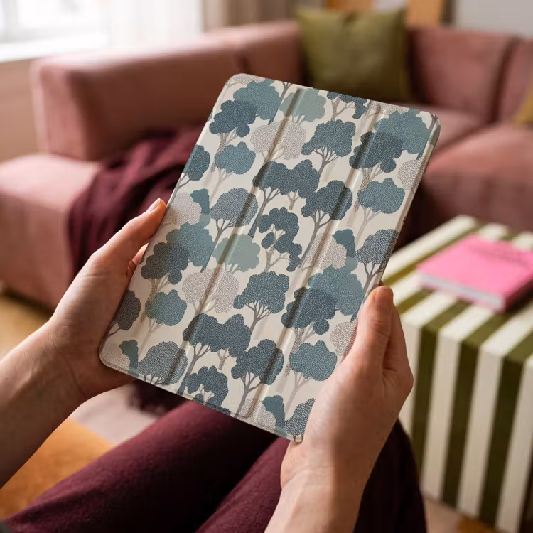 iPad-Hülle - Modern - Bäume - Wald - Muster - Blau — 4