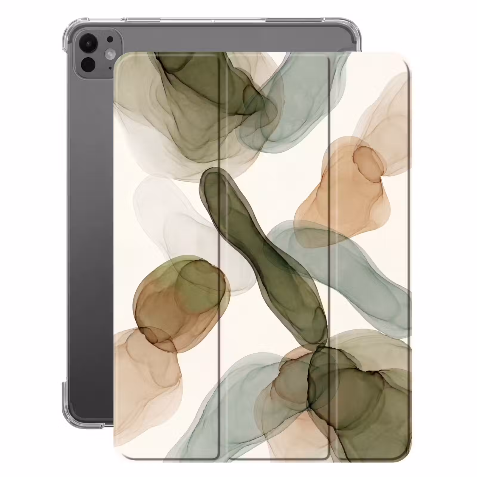 iPad-Hülle - Abstrakt - Formen - Modern - Kunst - Grün - Braun — 1