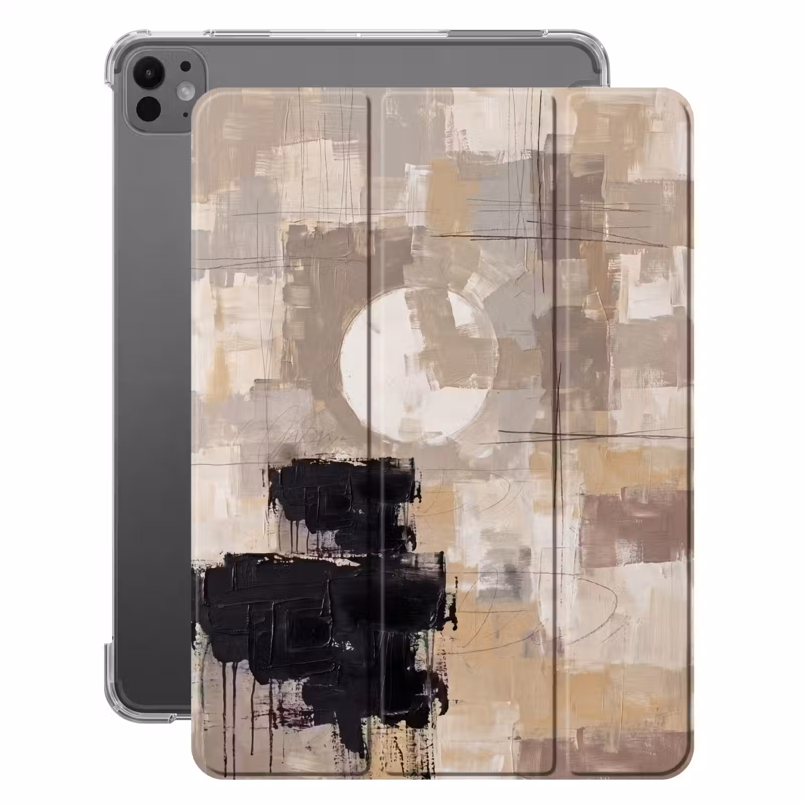 iPad-Hülle - Abstrakt - Kreis - Modern - Beige - Schwarz - Minimalistisch — 1