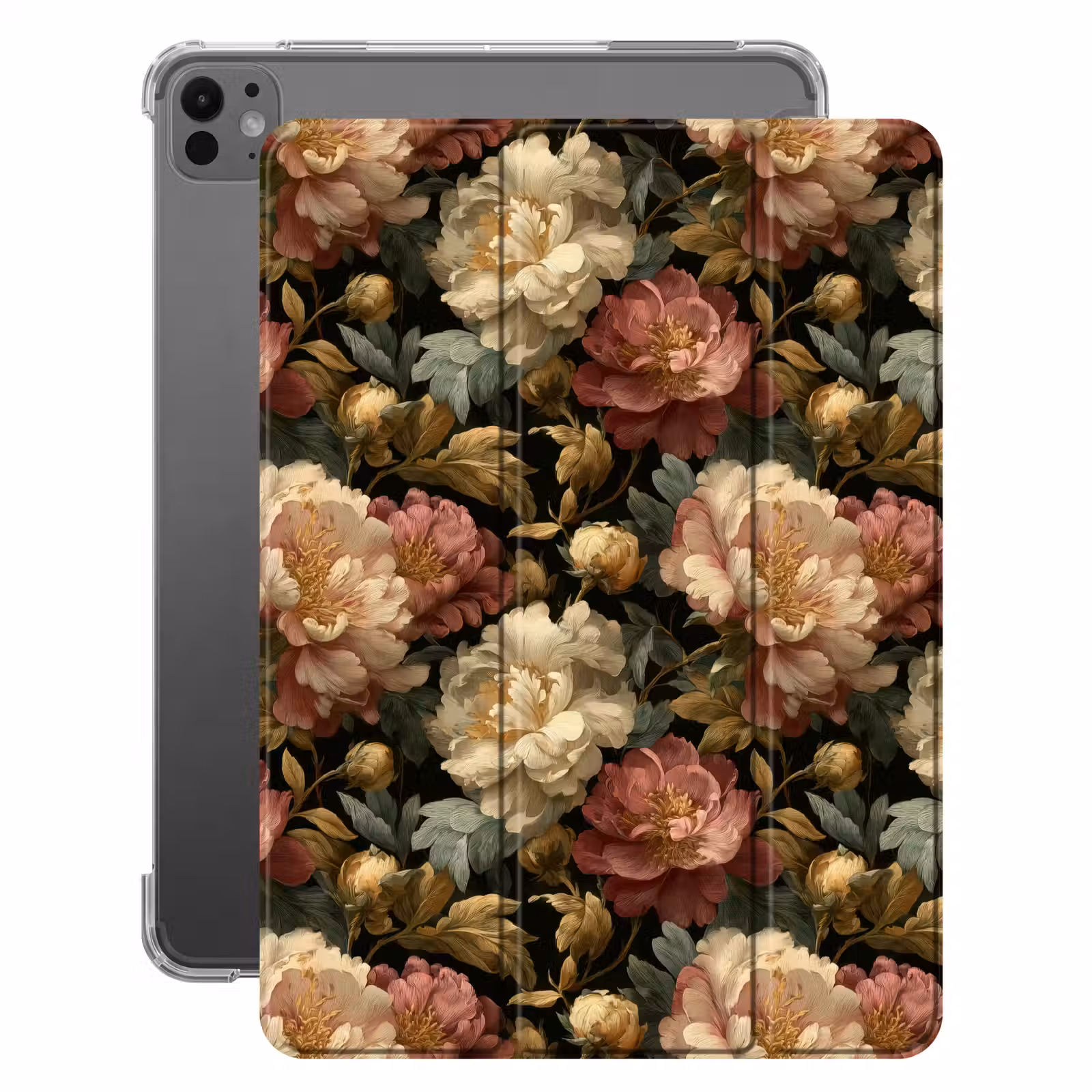 iPad-Hülle - Blumen - Barock - Muster - Rosa - Creme — 1