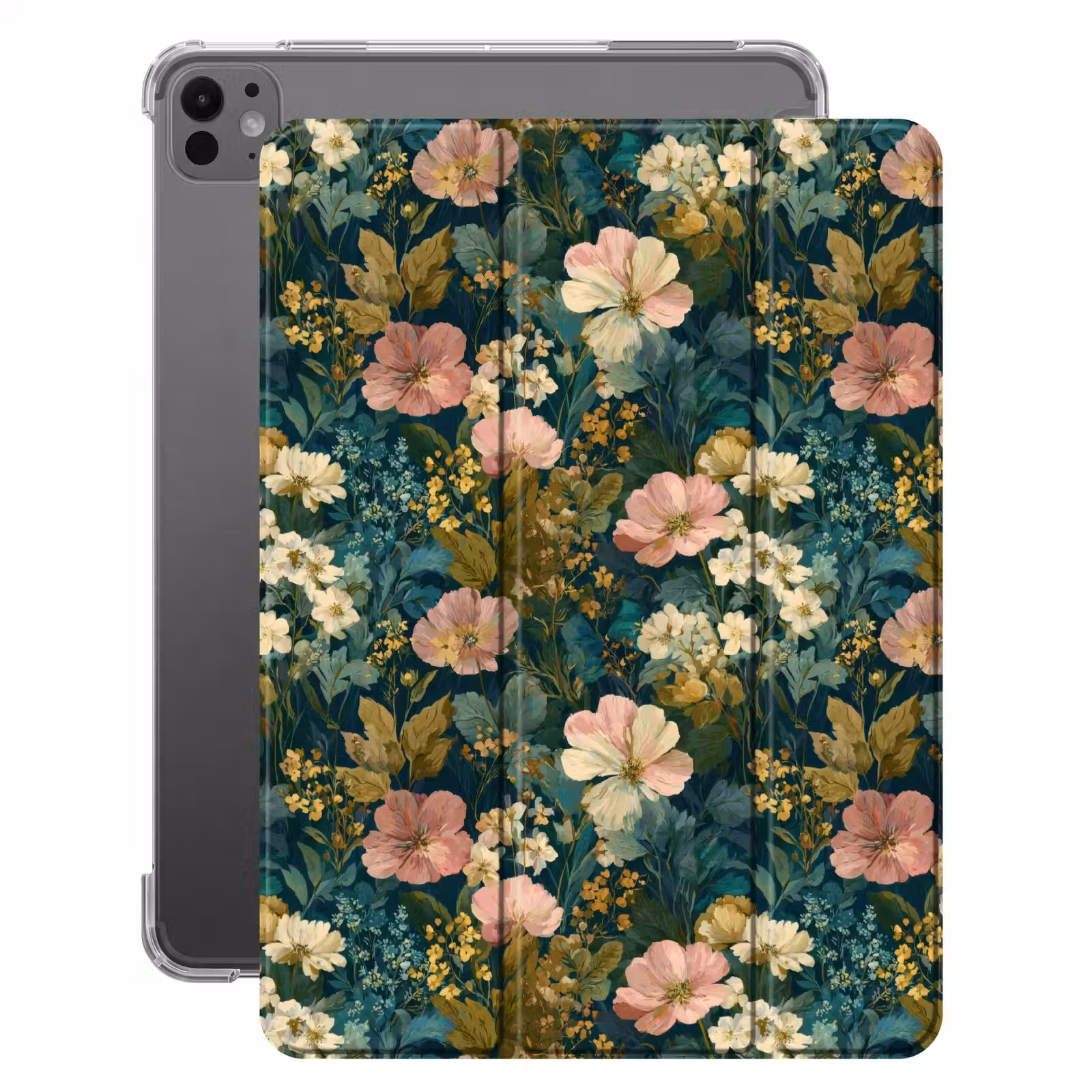 iPad-Hülle - Wilde Blumen - Botanisch - Gemustert - Rosa - Romantisch — 1