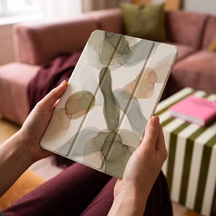 iPad-Hülle - Abstrakt - Formen - Modern - Kunst - Grün - Braun — 4