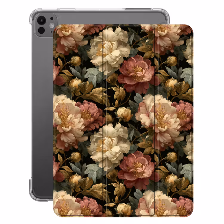 iPad-Hülle - Blumen - Barock - Muster - Rosa - Creme — 1