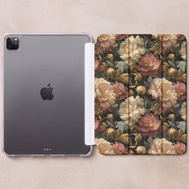 iPad-Hülle - Blumen - Barock - Muster - Rosa - Creme — 6