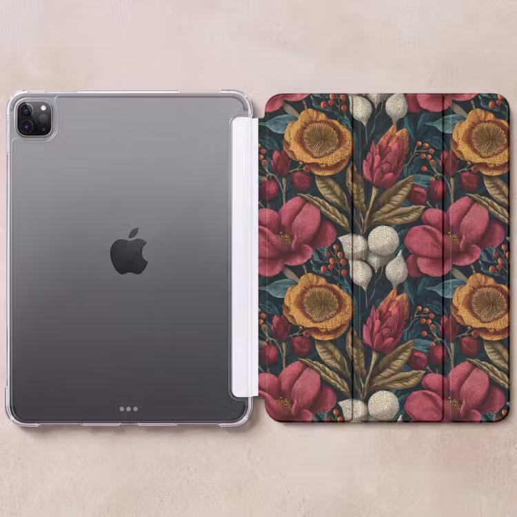 iPad-Hülle - Blumen - Muster - Rot - Gold — 6