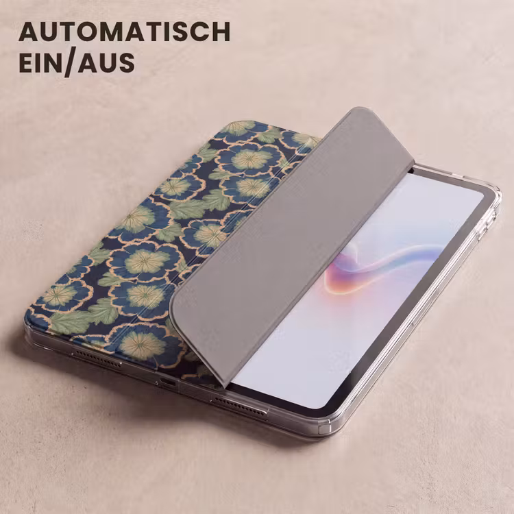 iPad-Hülle - Blumen - Stickerei - Muster - Blau - Grün — 5