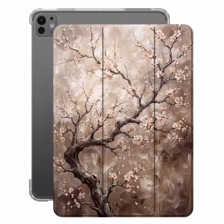 iPad-Hülle - Blüte - Zweige - Gemälde - Beige - Gelassenheit — 1
