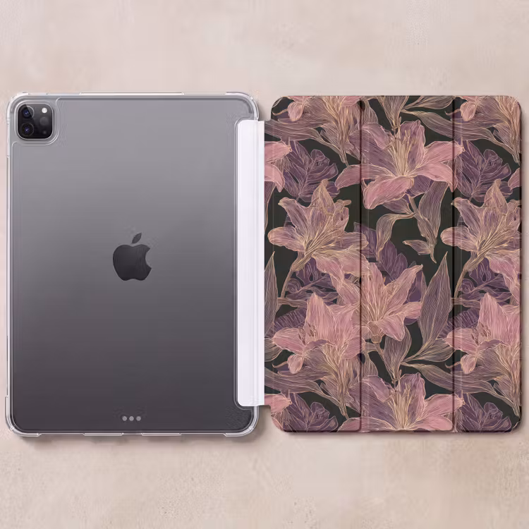 iPad-Hülle - Lilien - Muster - Lila - Gold — 6