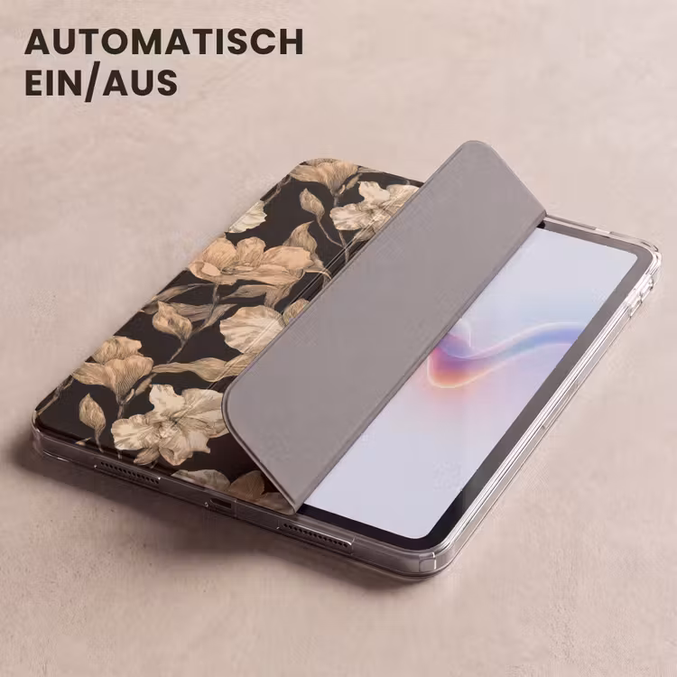 iPad-Hülle - Orchideen - Strichzeichnung - Muster - Beige - Schwarz — 5