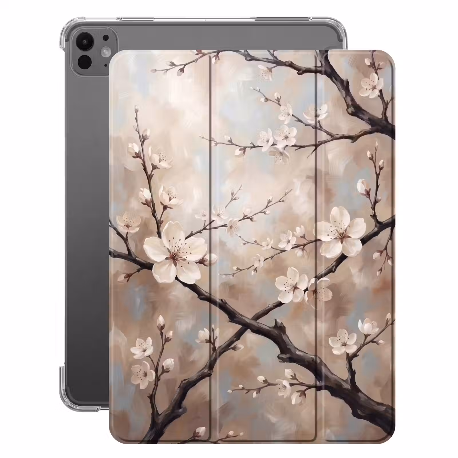 iPad-Hülle - Blüte - Zweige - Gemälde - Beige - Gelassenheit — 1