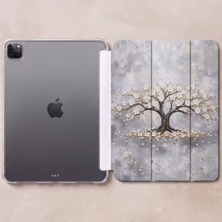 iPad-Hülle - Baum - Blumen - Natur - Abstrakt - Weiß — 6