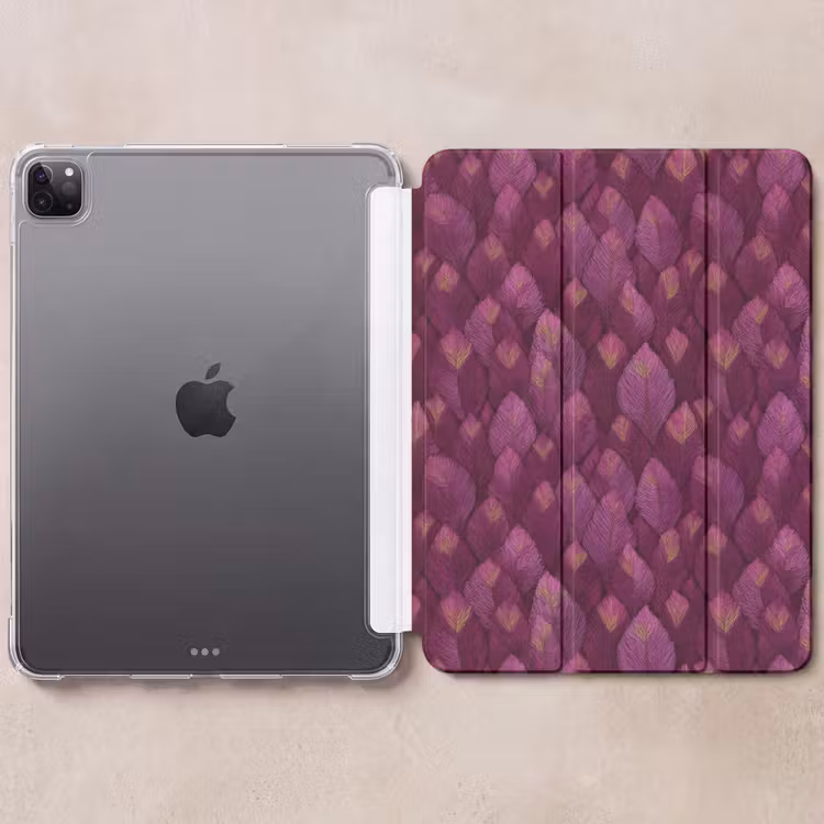 iPad-Hülle - Blätter - Muster - Burgunderrot — 6