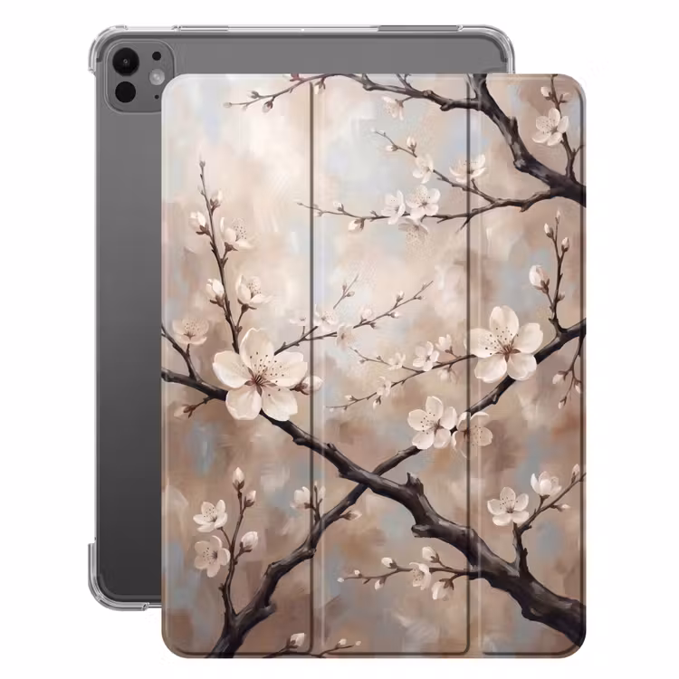 iPad-Hülle - Blüte - Zweige - Gemälde - Beige - Gelassenheit — 1