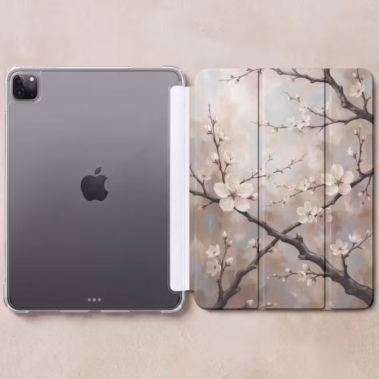 iPad-Hülle - Blüte - Zweige - Gemälde - Beige - Gelassenheit — 6