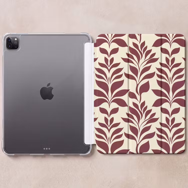iPad-Hülle - Abstrakt - Blätter - Burgunderrot — 6