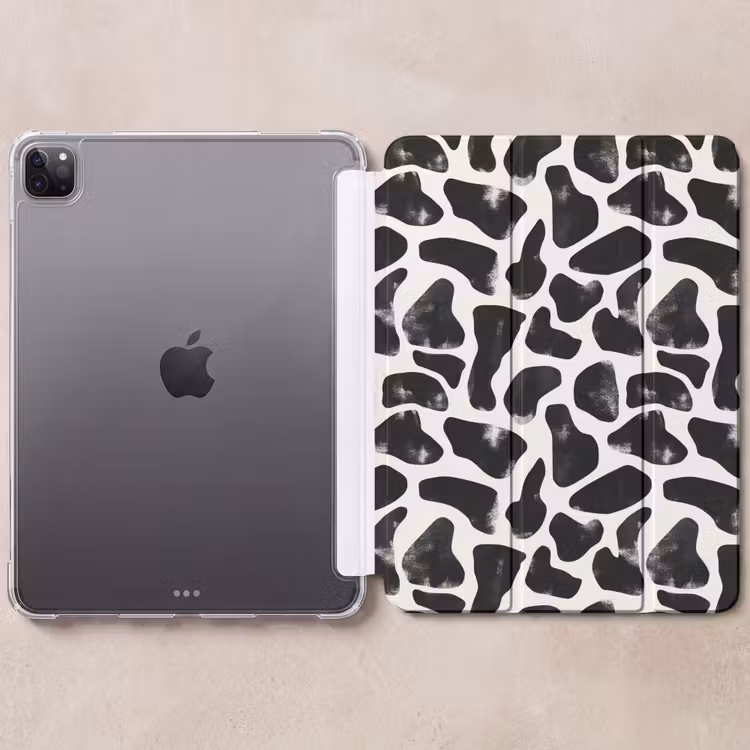 iPad-Hülle - Tiermuster - Flecken - Schwarz - Weiß — 6