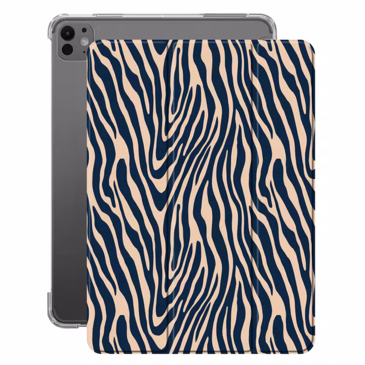 iPad-Hülle - Zebra - Muster - Blau - Beige — 1
