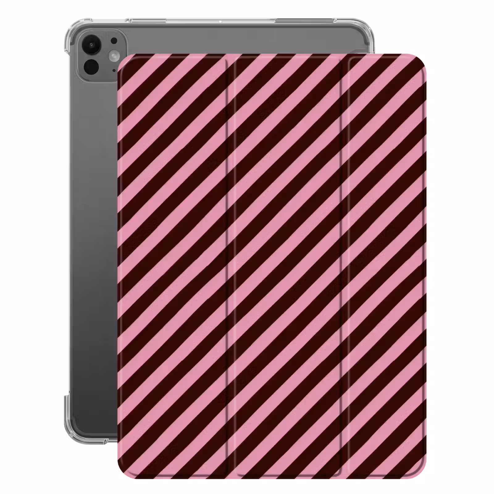 iPad-Hülle - Gestreift - Rosa - Braun — 1