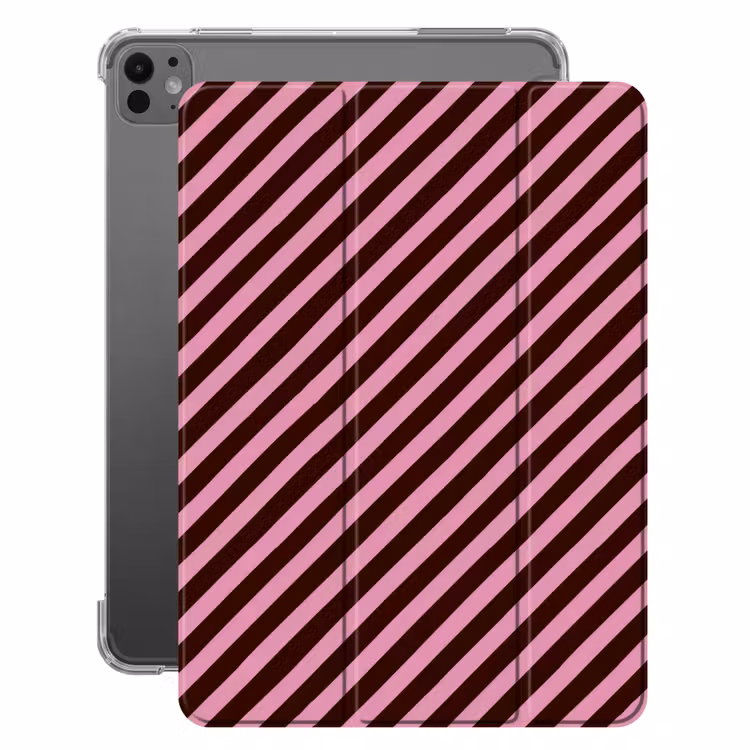 iPad-Hülle - Gestreift - Rosa - Braun — 1