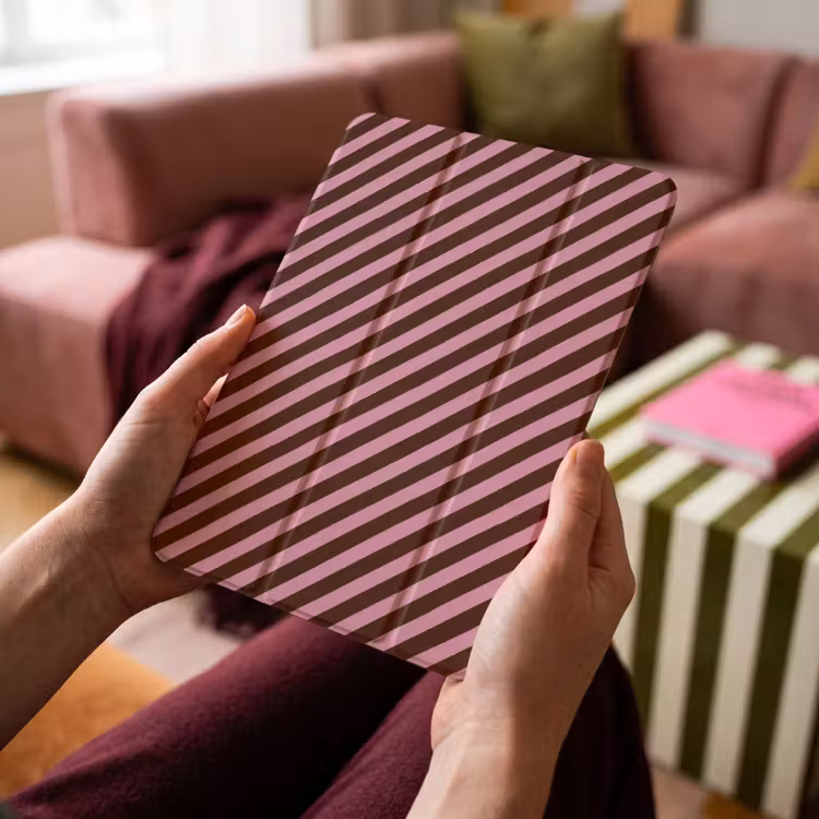 iPad-Hülle - Gestreift - Rosa - Braun — 4