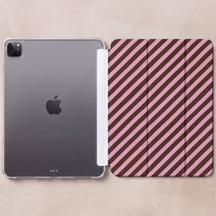 iPad-Hülle - Gestreift - Rosa - Braun — 6