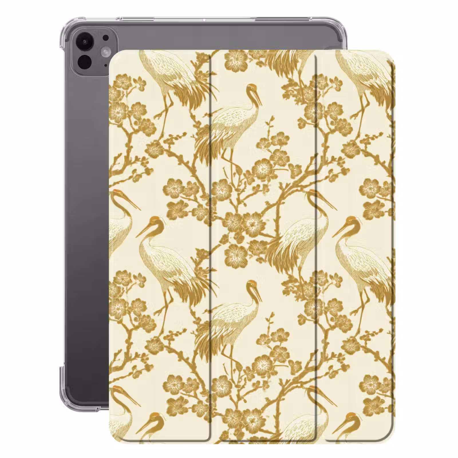 iPad-Hülle - Kraniche - Kirschblüte - Gold — 1