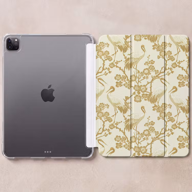 iPad-Hülle - Kraniche - Kirschblüte - Gold — 6