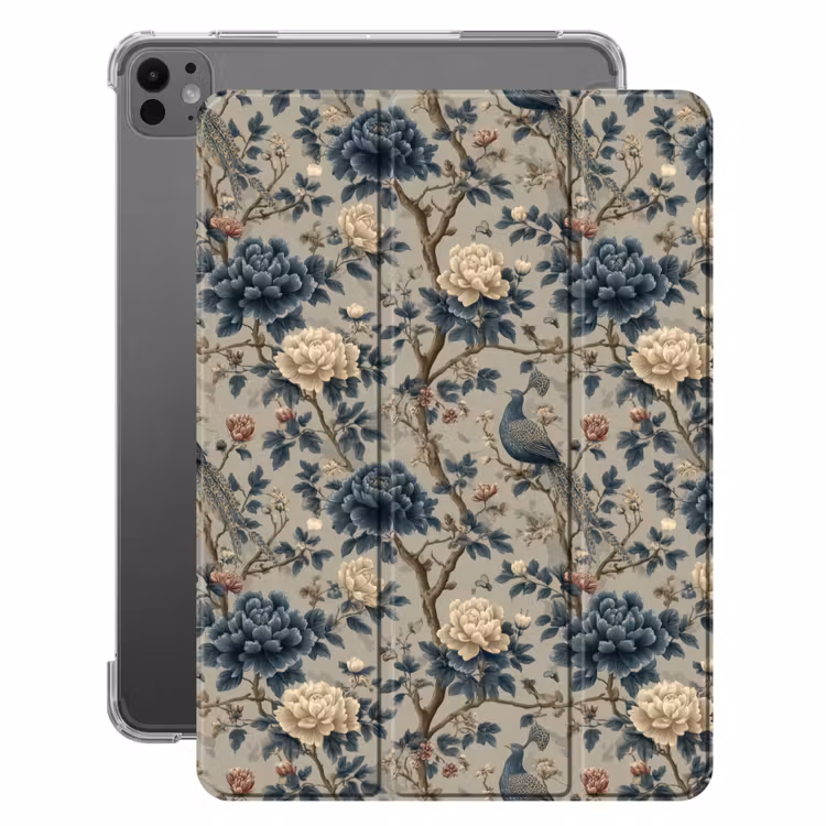iPad-Hülle - Pfau - Blumen - Blau — 1