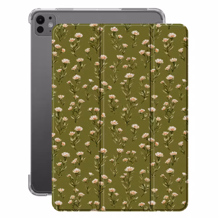 iPad-Hülle - Rustikal - Blumen - Grün — 1