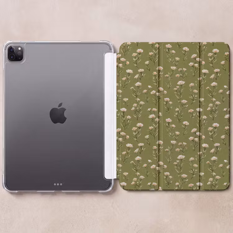 iPad-Hülle - Rustikal - Blumen - Grün — 6