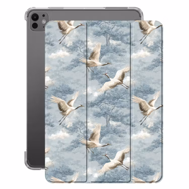 iPad-Hülle - Wolken - Kraniche - Blau — 1