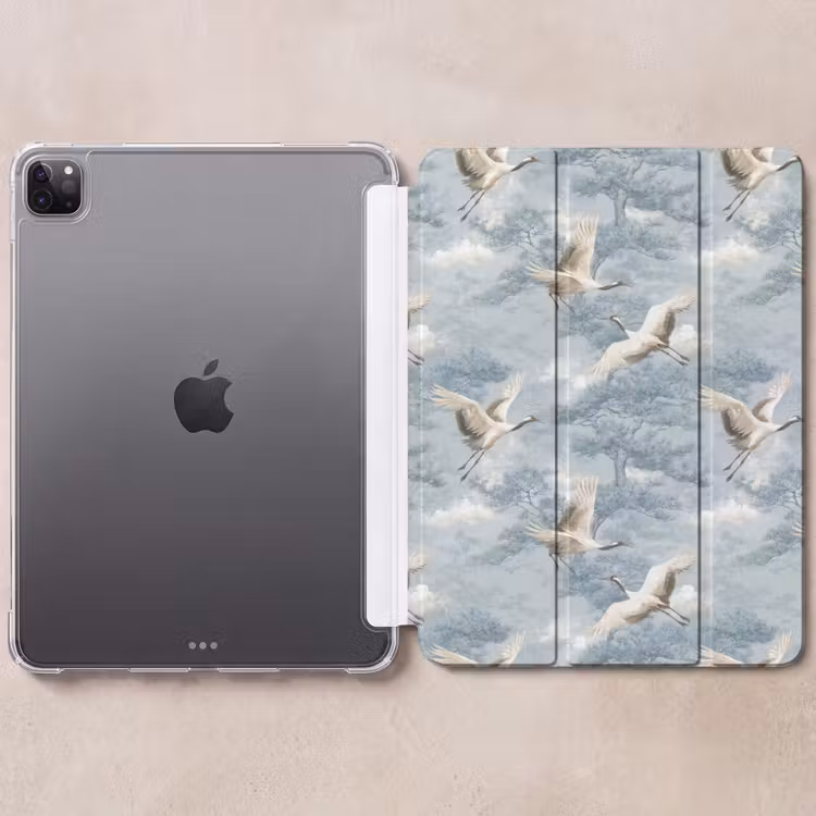 iPad-Hülle - Wolken - Kraniche - Blau — 6
