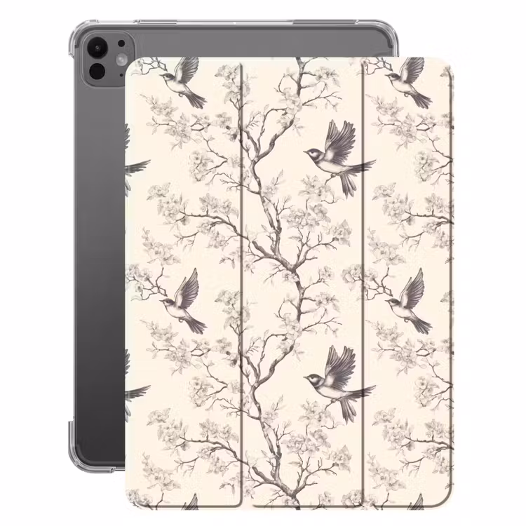 iPad-Hülle - Äste - Vögel - Beige — 1