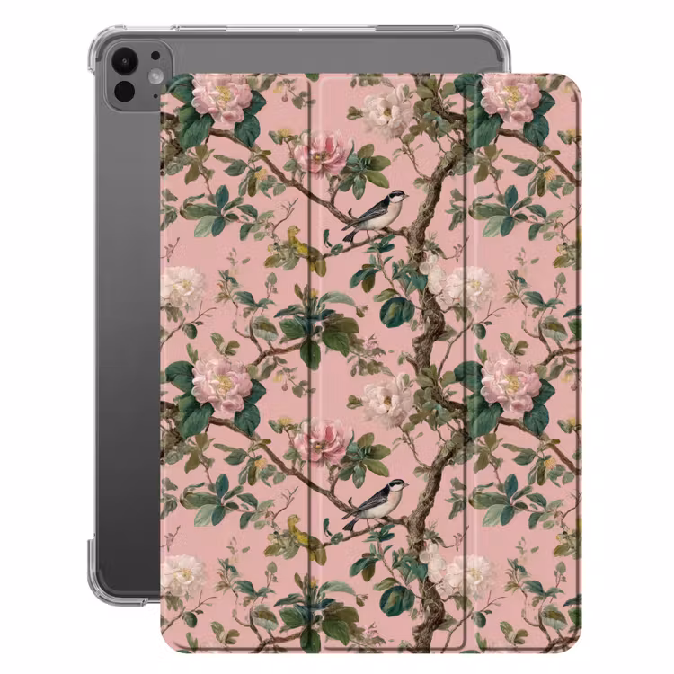 iPad-Hülle - Pfingstrosen - Botanisch - Vogel — 1