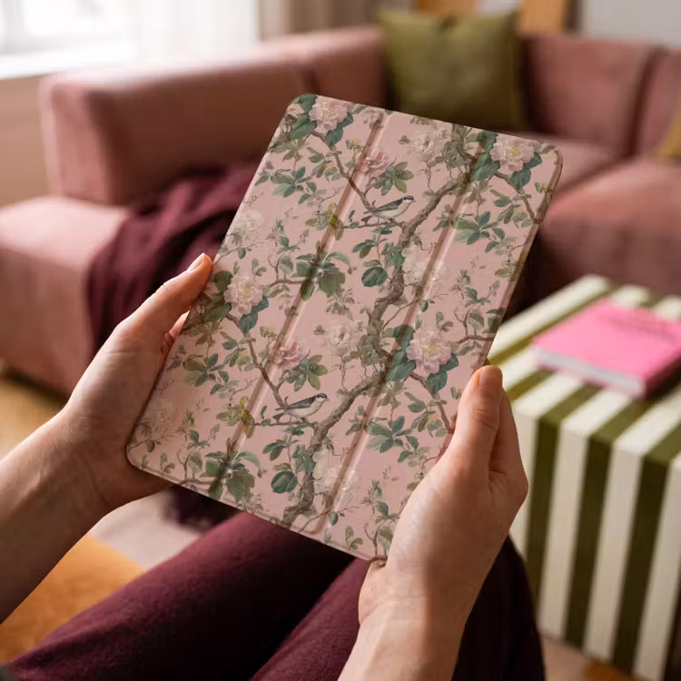 iPad-Hülle - Pfingstrosen - Botanisch - Vogel — 4
