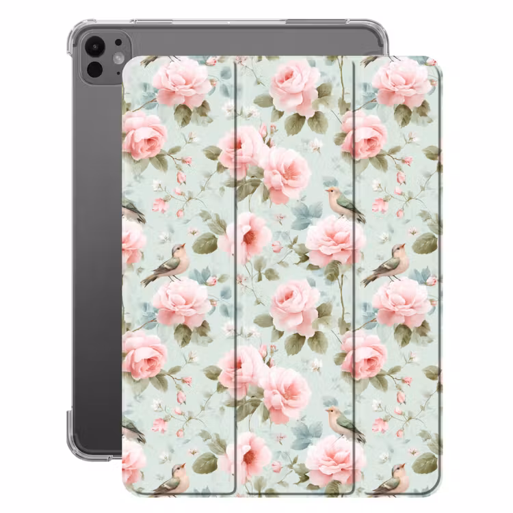 iPad-Hülle - Rosen - Vögel - Pastell - Farbenfroh — 1