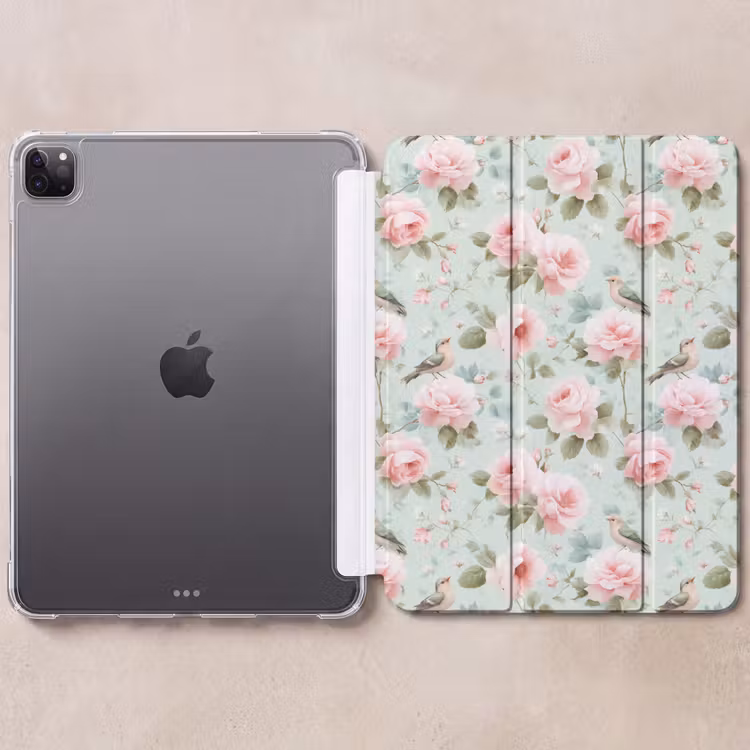 iPad-Hülle - Rosen - Vögel - Pastell - Farbenfroh — 6