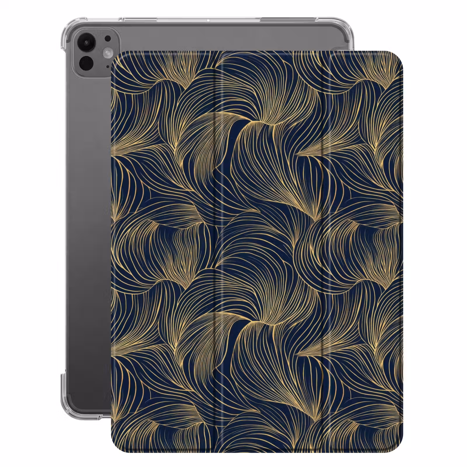 iPad-Hülle - Abstrakt - Linien - Blau - Gold — 1