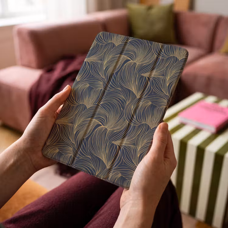 iPad-Hülle - Abstrakt - Linien - Blau - Gold — 4