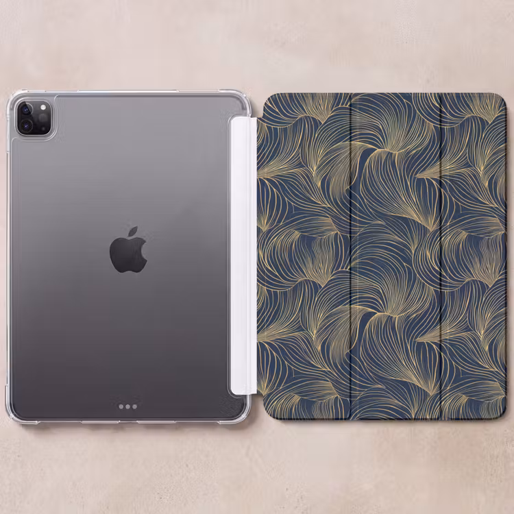 iPad-Hülle - Abstrakt - Linien - Blau - Gold — 6