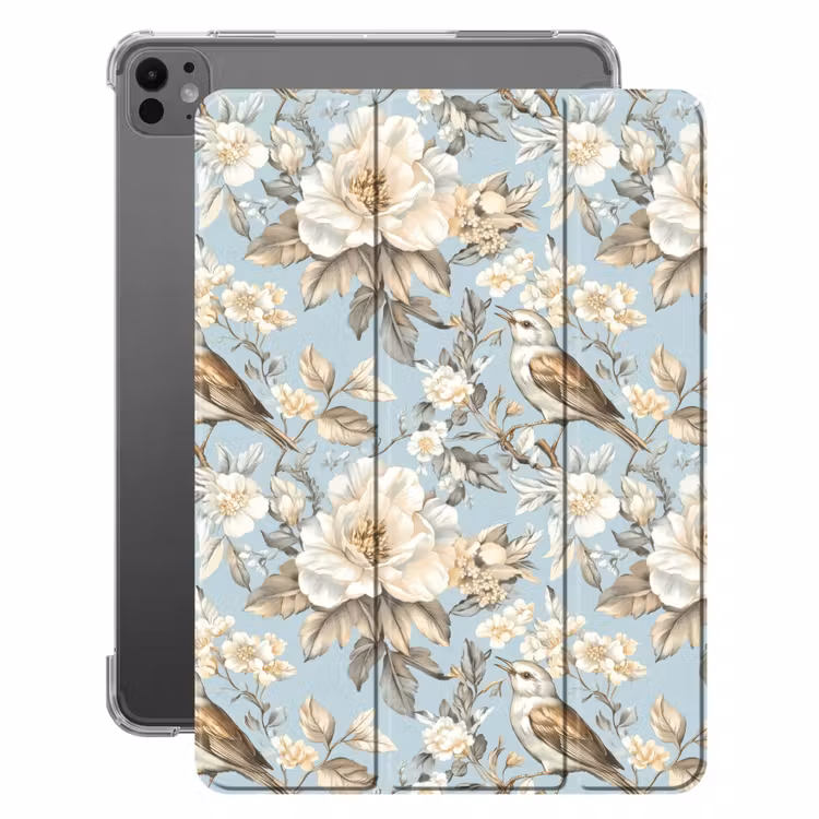 iPad-Hülle - Botanisch - Singvogel - Blau — 1